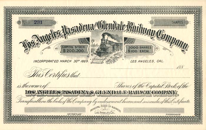 Los Angeles, Pasadena and Glendale Railway Co.